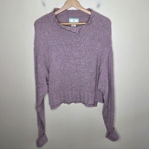 Ruby Moon | Mauve Pink Notched Neck Sweater Ribbed Hem Cuffed Sleeves Size Small